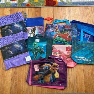 Lot of 15 Disney, Pixar, and Marvel Vintage Reusable Bags